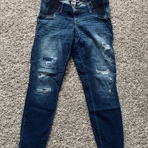 Liz Lange distressed crop maternity jeans